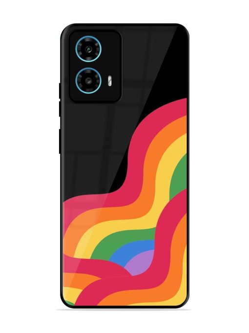 Wavy Rainbow Glossy Soft Edge Case for Motorola Moto G34 (5G) Chachhi