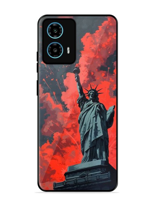 Lady Liberty'S Firework Finale Glossy Soft Edge Case for Motorola Moto G34 (5G) Chachhi