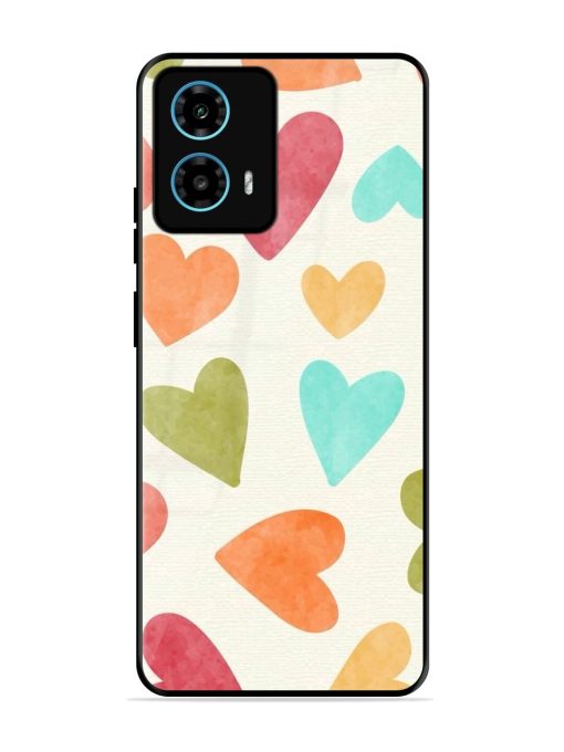 Watercolor Hearts Glossy Soft Edge Case for Motorola Moto G34 (5G) Chachhi