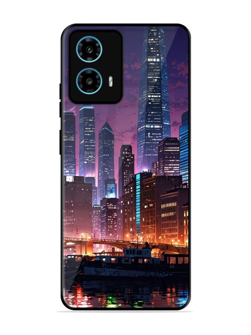 Neon Nightscape Glossy Soft Edge Case for Motorola Moto G34 (5G) Chachhi