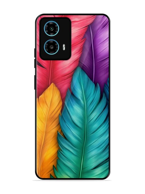 Rainbow Feathers Glossy Soft Edge Case for Motorola Moto G34 (5G) Chachhi