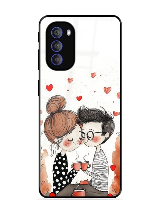 Couple Seating With Coffee Glossy Soft Edge Case for Motorola Moto G51 (5G)