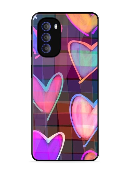 Neon Hearts Glossy Soft Edge Case for Motorola Moto G51 (5G)