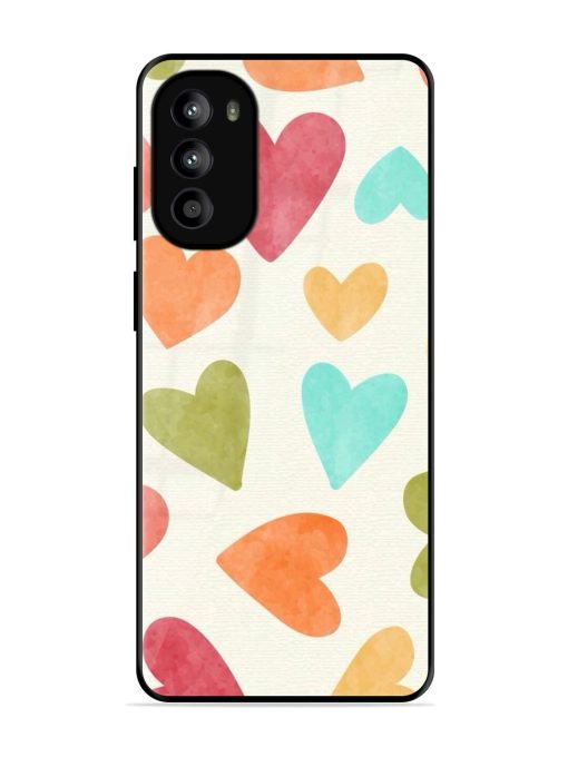 Watercolor Hearts Glossy Soft Edge Case for Motorola Moto G52 Chachhi