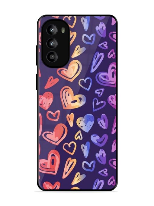 Rainbow Hearts Glossy Soft Edge Case for Motorola Moto G52 Chachhi