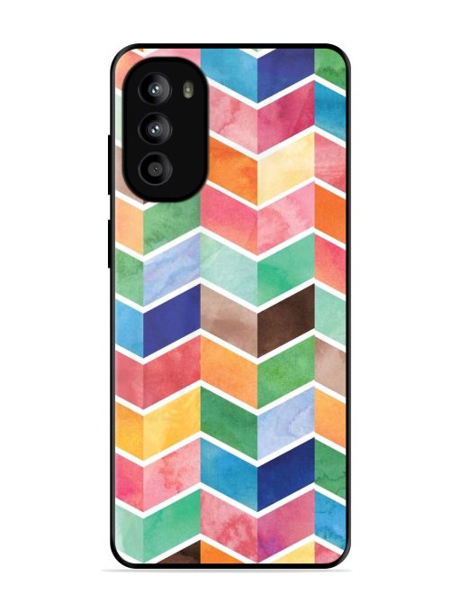 Watercolor Chevron Whimsy Glossy Soft Edge Case for Motorola Moto G52 Chachhi