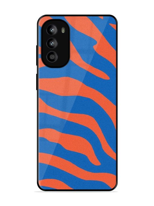 Zebra Stripes In Blue And Orange Glossy Soft Edge Case for Motorola Moto G52