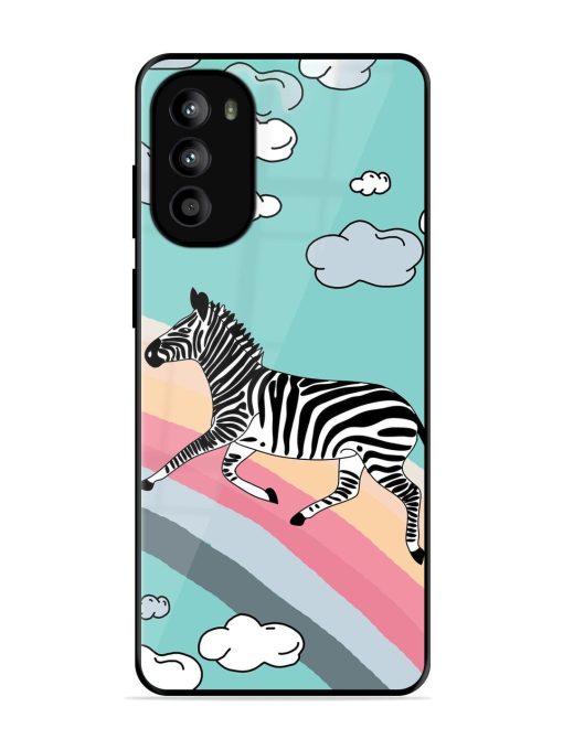 Zebra On A Rainbow Glossy Soft Edge Case for Motorola Moto G52