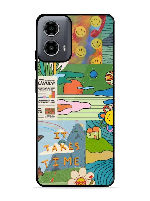 Groovy Vibes Glossy Soft Edge Case for Motorola Moto G54 (5G) Chachhi