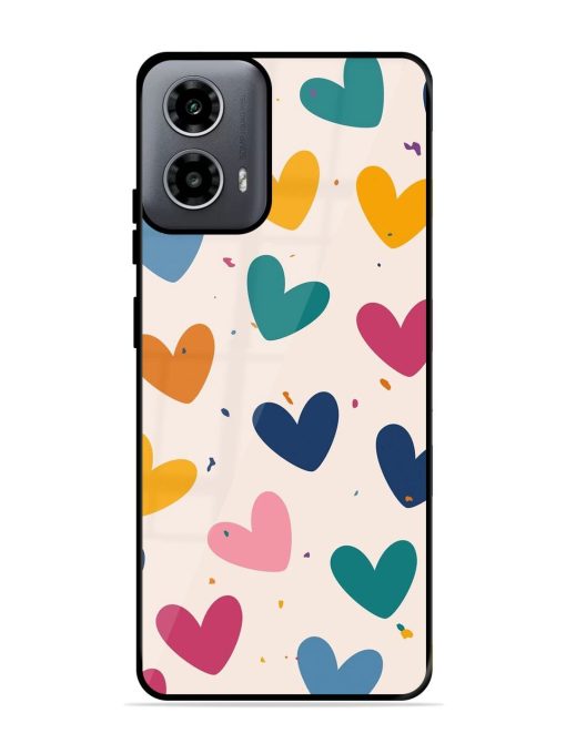 Rainbow Hearts Glossy Soft Edge Case for Motorola Moto G54 (5G) Chachhi