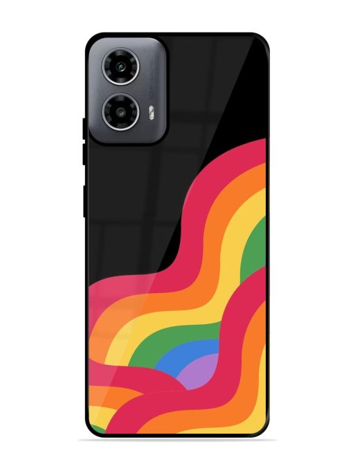 Wavy Rainbow Glossy Soft Edge Case for Motorola Moto G54 (5G) Chachhi