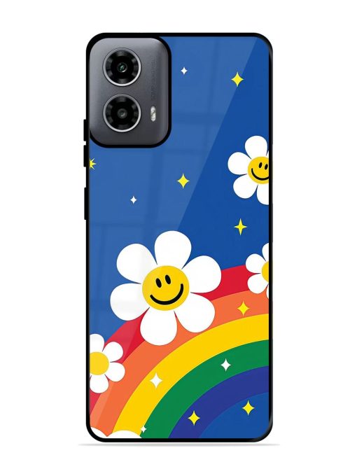 Happy Daisies And Rainbow Sky Glossy Soft Edge Case for Motorola Moto G54 (5G) Chachhi