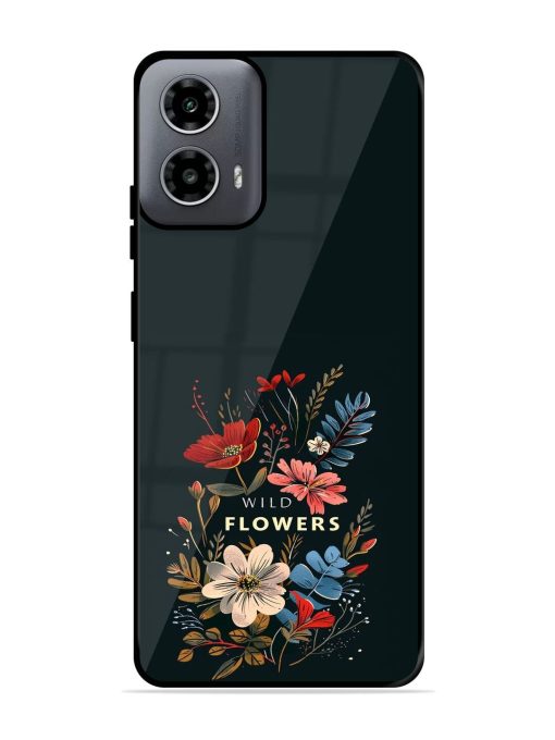 Dark Floral Glossy Soft Edge Case for Motorola Moto G54 (5G) Chachhi