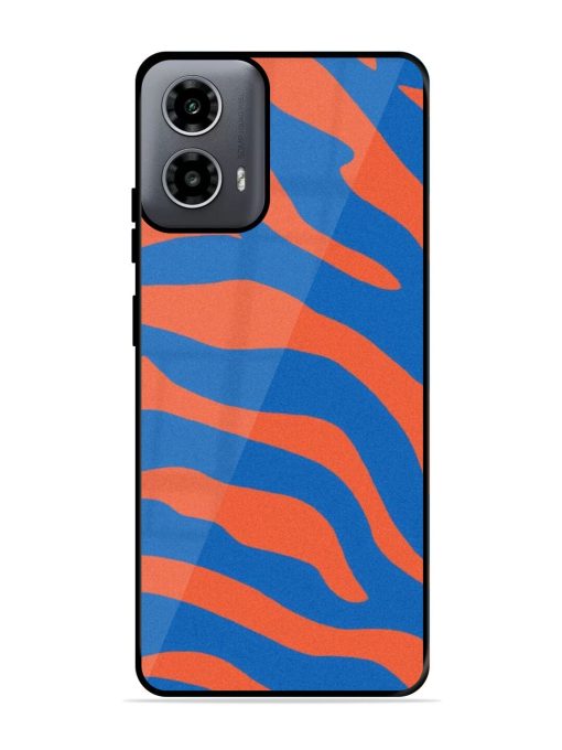 Zebra Stripes In Blue And Orange Glossy Soft Edge Case for Motorola Moto G54 (5G) Chachhi