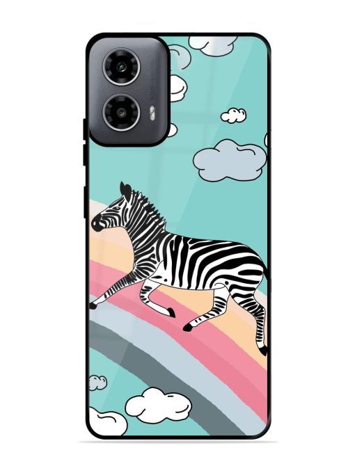 Zebra On A Rainbow Glossy Soft Edge Case for Motorola Moto G54 (5G) Chachhi