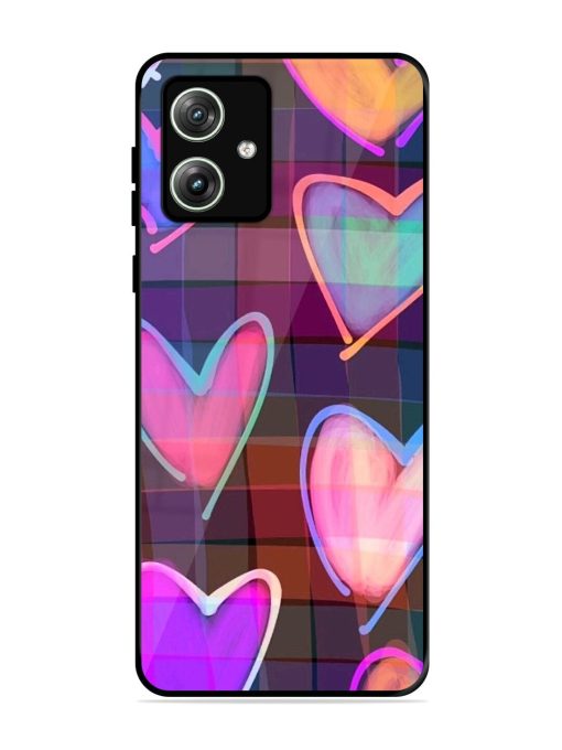 Neon Hearts Glossy Soft Edge Case for Motorola Moto G64 (5G) Chachhi