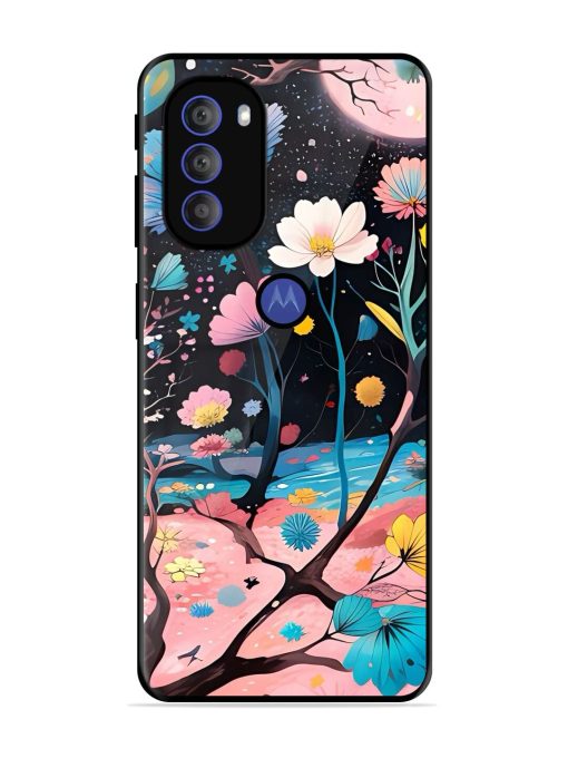 Cosmic Bloom Glossy Soft Edge Case for Motorola Moto G71 (5G) Chachhi