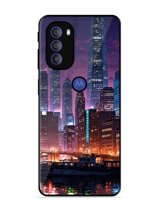 Neon Nightscape Glossy Soft Edge Case for Motorola Moto G71 (5G) Chachhi