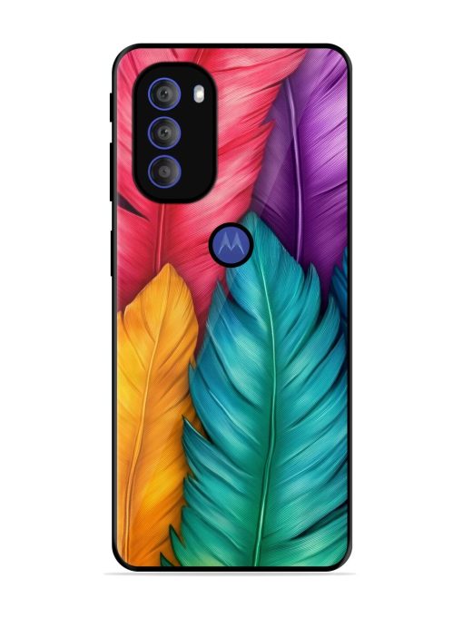 Rainbow Feathers Glossy Soft Edge Case for Motorola Moto G71 (5G) Chachhi