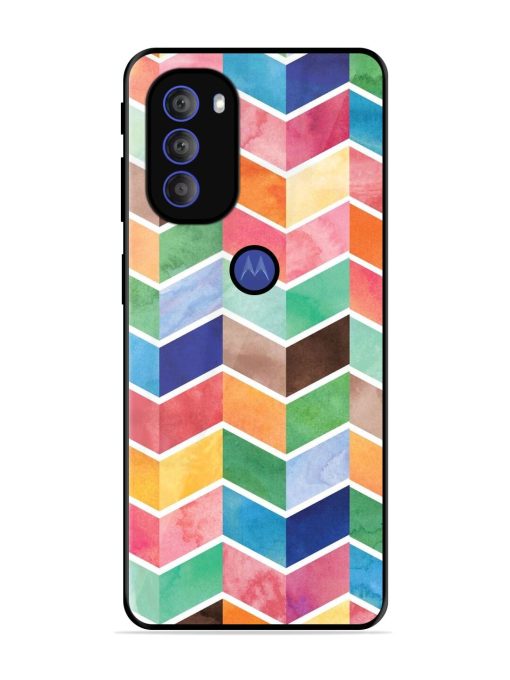 Watercolor Chevron Whimsy Glossy Soft Edge Case for Motorola Moto G71 (5G) Chachhi