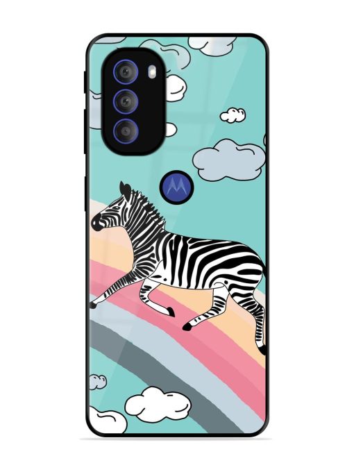 Zebra On A Rainbow Glossy Soft Edge Case for Motorola Moto G71 (5G) Chachhi