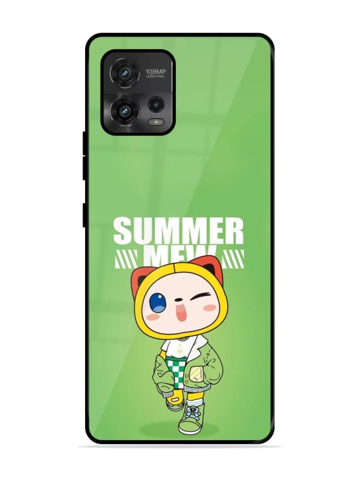 Purrfect Summer Glossy Soft Edge Case for Motorola Moto G72 Chachhi