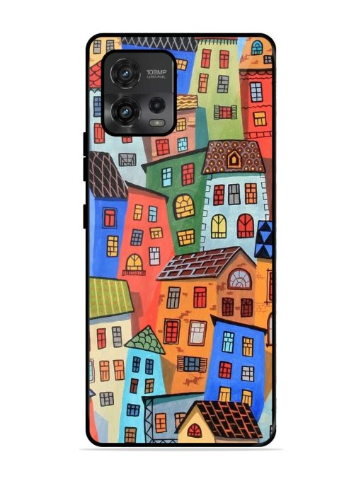 Rainbow House Glossy Soft Edge Case for Motorola Moto G72 Chachhi