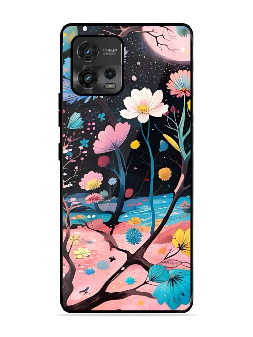 Cosmic Bloom Glossy Soft Edge Case for Motorola Moto G72 Chachhi