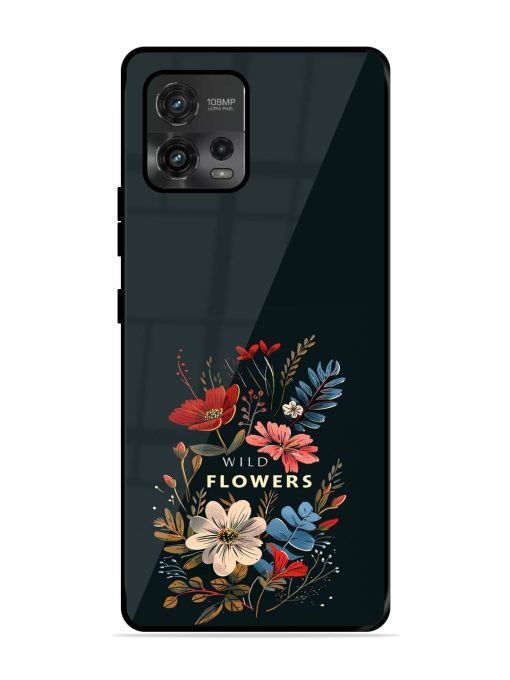 Dark Floral Glossy Soft Edge Case for Motorola Moto G72 Chachhi