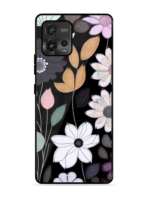 Whimsical Blooms On Black Glossy Soft Edge Case for Motorola Moto G72 Chachhi