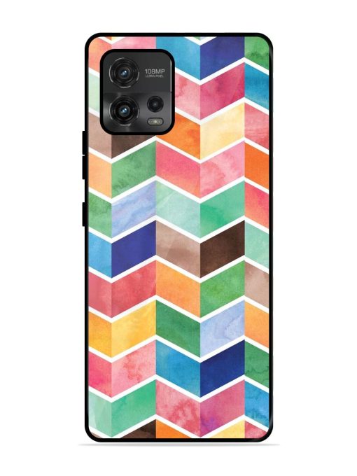 Watercolor Chevron Whimsy Glossy Soft Edge Case for Motorola Moto G72 Chachhi