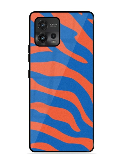 Zebra Stripes In Blue And Orange Glossy Soft Edge Case for Motorola Moto G72 Chachhi