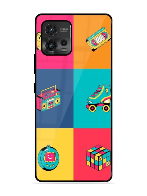 90S Throwback Grid Glossy Soft Edge Case for Motorola Moto G72 Chachhi