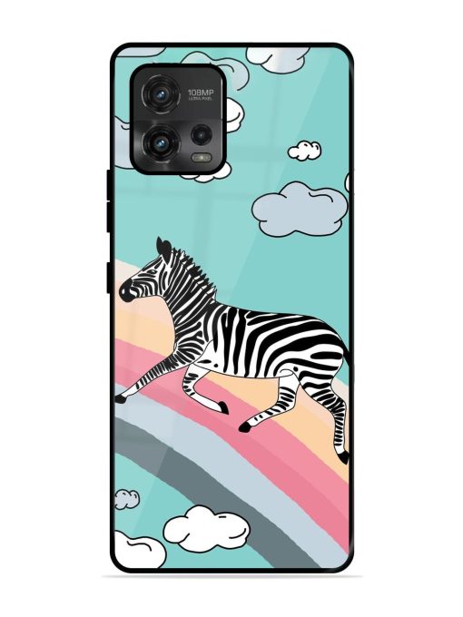 Zebra On A Rainbow Glossy Soft Edge Case for Motorola Moto G72 Chachhi