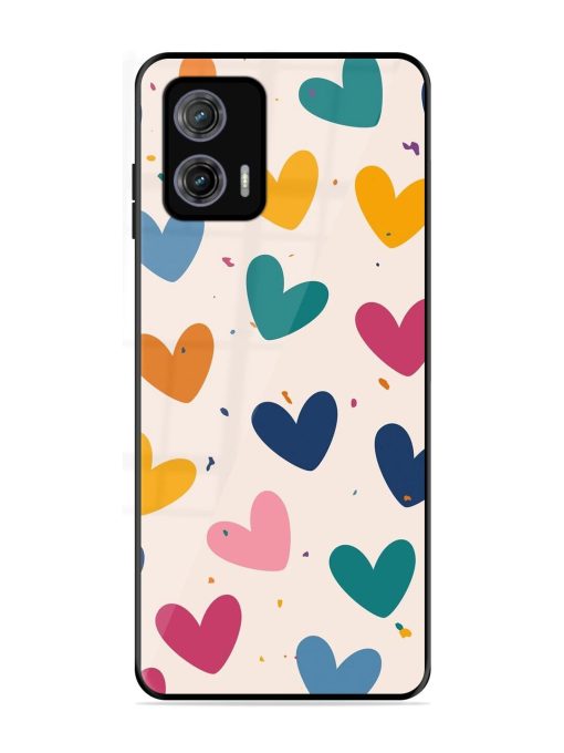 Rainbow Hearts Glossy Soft Edge Case for Motorola Moto G73 (5G) Chachhi