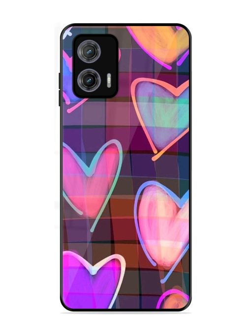 Neon Hearts Glossy Soft Edge Case for Motorola Moto G73 (5G) Chachhi