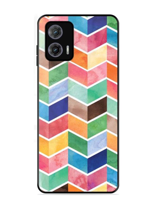 Watercolor Chevron Whimsy Glossy Soft Edge Case for Motorola Moto G73 (5G) Chachhi