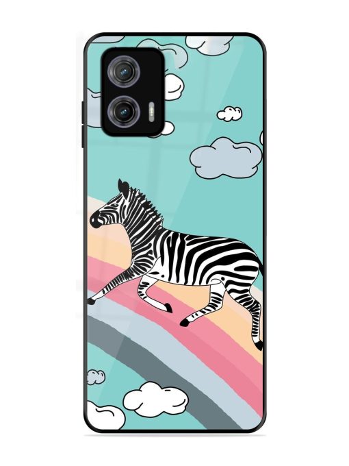 Zebra On A Rainbow Glossy Soft Edge Case for Motorola Moto G73 (5G) Chachhi