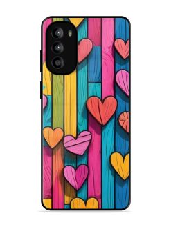 Rainbow Of Hearts Glossy Soft Edge Case for Motorola Moto G82 (5G)