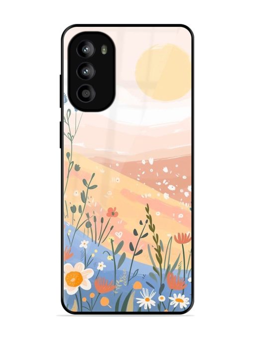 Golden Hour Blooms Glossy Soft Edge Case for Motorola Moto G82 (5G)