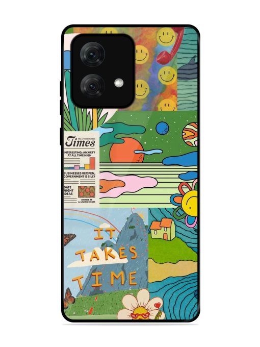 Groovy Vibes Glossy Soft Edge Case for Motorola Moto G84 (5G) Chachhi