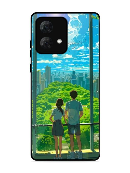 Cyberpunk Dreamscape Glossy Soft Edge Case for Motorola Moto G84 (5G) Chachhi