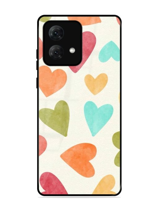 Watercolor Hearts Glossy Soft Edge Case for Motorola Moto G84 (5G) Chachhi