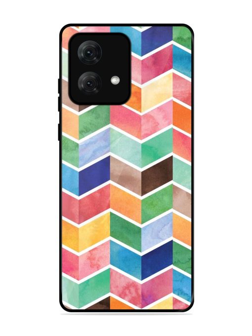 Watercolor Chevron Whimsy Glossy Soft Edge Case for Motorola Moto G84 (5G) Chachhi