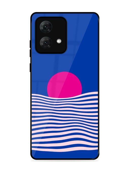 Pink Sunset Over Blue Waves Glossy Soft Edge Case for Motorola Moto G84 (5G) Chachhi