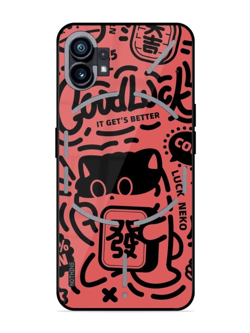 Lucky Cat Doodle Glossy Soft Edge Case for Nothing Phone 1 Chachhi