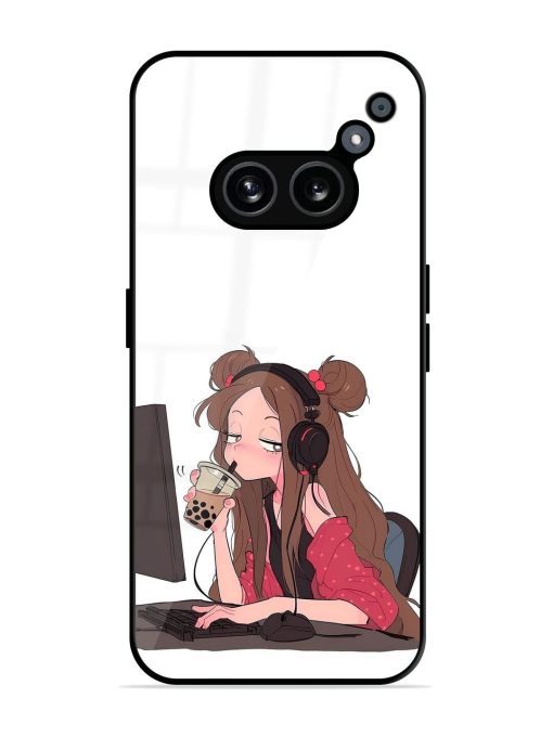 Girl Playing On Pc Glossy Soft Edge Case for Nothing Phone 2A Chachhi