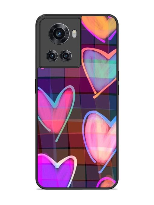 Neon Hearts Glossy Soft Edge Case for Oneplus 10R (5G) Chachhi