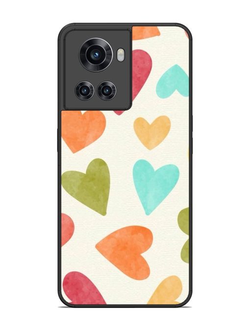 Watercolor Hearts Glossy Soft Edge Case for Oneplus 10R (5G) Chachhi