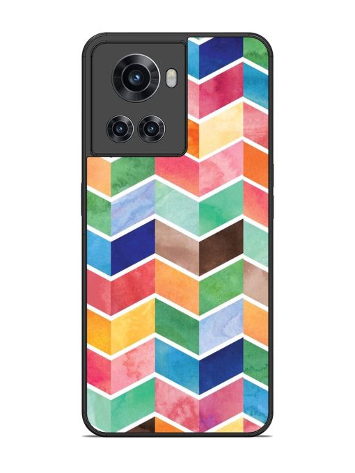 Watercolor Chevron Whimsy Glossy Soft Edge Case for Oneplus 10R (5G) Chachhi